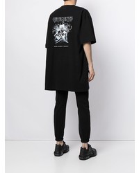 schwarzes bedrucktes T-Shirt mit einem Rundhalsausschnitt von Vetements