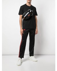 schwarzes bedrucktes T-Shirt mit einem Rundhalsausschnitt von Supreme