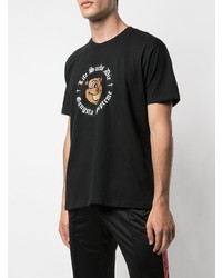 schwarzes bedrucktes T-Shirt mit einem Rundhalsausschnitt von Supreme