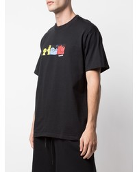 schwarzes bedrucktes T-Shirt mit einem Rundhalsausschnitt von Supreme