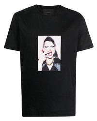 schwarzes bedrucktes T-Shirt mit einem Rundhalsausschnitt von Limitato