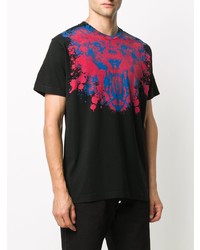 schwarzes bedrucktes T-Shirt mit einem Rundhalsausschnitt von Marcelo Burlon County of Milan