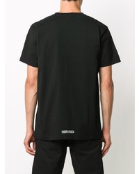 schwarzes bedrucktes T-Shirt mit einem Rundhalsausschnitt von Marcelo Burlon County of Milan