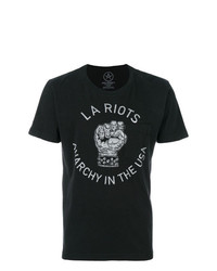 schwarzes bedrucktes T-Shirt mit einem Rundhalsausschnitt von Local Authority
