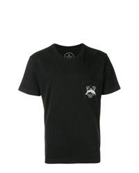 schwarzes bedrucktes T-Shirt mit einem Rundhalsausschnitt von Local Authority