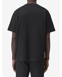 schwarzes bedrucktes T-Shirt mit einem Rundhalsausschnitt von Burberry