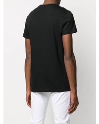 schwarzes bedrucktes T-Shirt mit einem Rundhalsausschnitt von Balmain