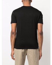 schwarzes bedrucktes T-Shirt mit einem Rundhalsausschnitt von Ea7 Emporio Armani