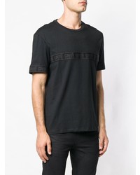 schwarzes bedrucktes T-Shirt mit einem Rundhalsausschnitt von Cavalli Class