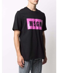 schwarzes bedrucktes T-Shirt mit einem Rundhalsausschnitt von MSGM