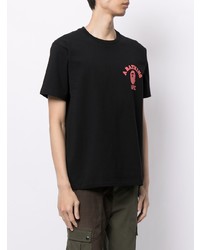 schwarzes bedrucktes T-Shirt mit einem Rundhalsausschnitt von A Bathing Ape