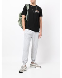 schwarzes bedrucktes T-Shirt mit einem Rundhalsausschnitt von Armani Exchange