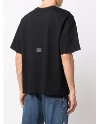 schwarzes bedrucktes T-Shirt mit einem Rundhalsausschnitt von Evisu