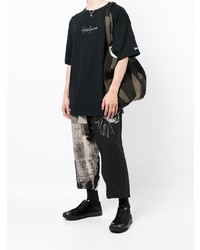 schwarzes bedrucktes T-Shirt mit einem Rundhalsausschnitt von Yohji Yamamoto