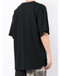 schwarzes bedrucktes T-Shirt mit einem Rundhalsausschnitt von Yohji Yamamoto