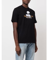 schwarzes bedrucktes T-Shirt mit einem Rundhalsausschnitt von Carhartt WIP