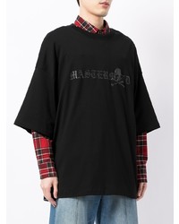 schwarzes bedrucktes T-Shirt mit einem Rundhalsausschnitt von Mastermind Japan