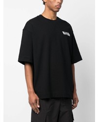 schwarzes bedrucktes T-Shirt mit einem Rundhalsausschnitt von Evisu