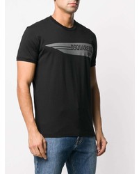 schwarzes bedrucktes T-Shirt mit einem Rundhalsausschnitt von DSQUARED2