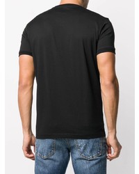 schwarzes bedrucktes T-Shirt mit einem Rundhalsausschnitt von DSQUARED2