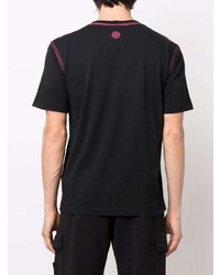 schwarzes bedrucktes T-Shirt mit einem Rundhalsausschnitt von Stone Island