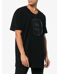 schwarzes bedrucktes T-Shirt mit einem Rundhalsausschnitt von Balmain