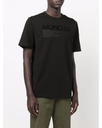 schwarzes bedrucktes T-Shirt mit einem Rundhalsausschnitt von Moncler