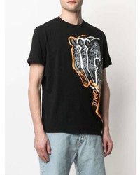 schwarzes bedrucktes T-Shirt mit einem Rundhalsausschnitt von Just Cavalli