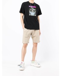 schwarzes bedrucktes T-Shirt mit einem Rundhalsausschnitt von A Bathing Ape