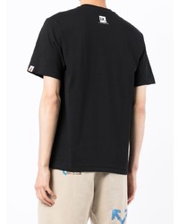 schwarzes bedrucktes T-Shirt mit einem Rundhalsausschnitt von A Bathing Ape