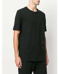 schwarzes bedrucktes T-Shirt mit einem Rundhalsausschnitt von Versace