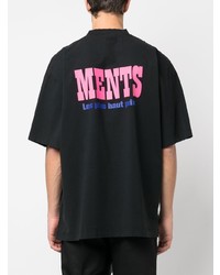 schwarzes bedrucktes T-Shirt mit einem Rundhalsausschnitt von Vetements