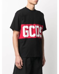 schwarzes bedrucktes T-Shirt mit einem Rundhalsausschnitt von Gcds