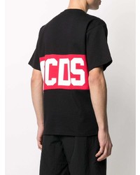 schwarzes bedrucktes T-Shirt mit einem Rundhalsausschnitt von Gcds