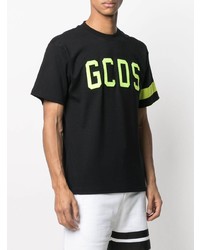 schwarzes bedrucktes T-Shirt mit einem Rundhalsausschnitt von Gcds