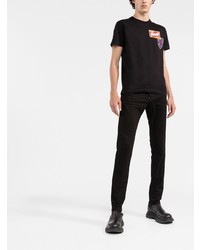 schwarzes bedrucktes T-Shirt mit einem Rundhalsausschnitt von DSQUARED2