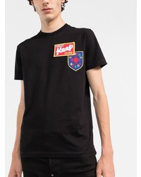 schwarzes bedrucktes T-Shirt mit einem Rundhalsausschnitt von DSQUARED2