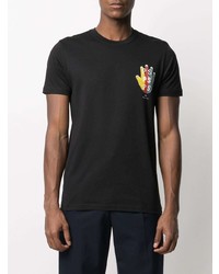 schwarzes bedrucktes T-Shirt mit einem Rundhalsausschnitt von Paul Smith