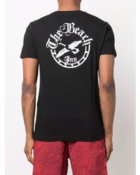 schwarzes bedrucktes T-Shirt mit einem Rundhalsausschnitt von Diesel