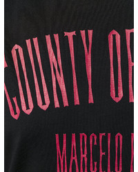 schwarzes bedrucktes T-Shirt mit einem Rundhalsausschnitt von Marcelo Burlon County of Milan