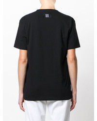 schwarzes bedrucktes T-Shirt mit einem Rundhalsausschnitt von Marcelo Burlon County of Milan