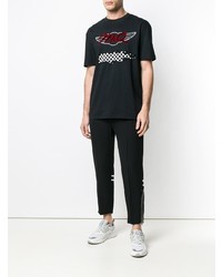 schwarzes bedrucktes T-Shirt mit einem Rundhalsausschnitt von McQ Alexander McQueen