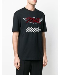 schwarzes bedrucktes T-Shirt mit einem Rundhalsausschnitt von McQ Alexander McQueen