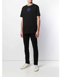 schwarzes bedrucktes T-Shirt mit einem Rundhalsausschnitt von Philipp Plein