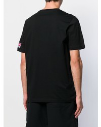 schwarzes bedrucktes T-Shirt mit einem Rundhalsausschnitt von Diesel