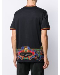 schwarzes bedrucktes T-Shirt mit einem Rundhalsausschnitt von Dolce & Gabbana