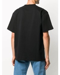 schwarzes bedrucktes T-Shirt mit einem Rundhalsausschnitt von Alexander Wang