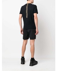 schwarzes bedrucktes T-Shirt mit einem Rundhalsausschnitt von Versace