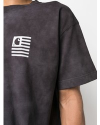 schwarzes bedrucktes T-Shirt mit einem Rundhalsausschnitt von Carhartt WIP