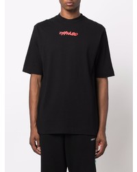 schwarzes bedrucktes T-Shirt mit einem Rundhalsausschnitt von Off-White